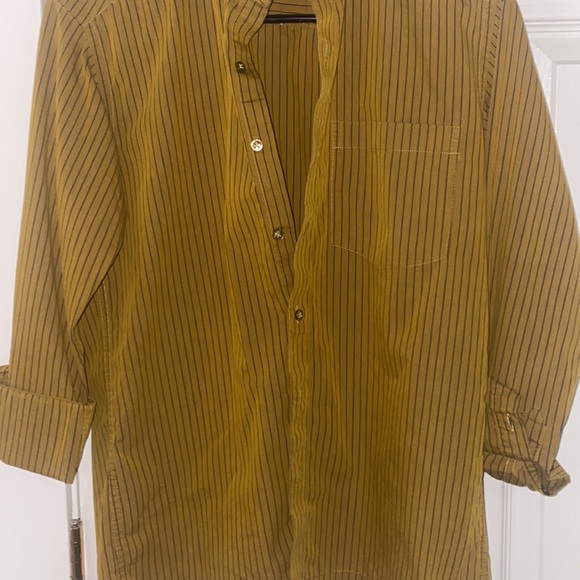 (S) Mens Striped Bronze Button Down - Picture 3 of 3